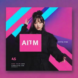 Update the YouTube music channel banner to showcase 'AIM MUSIC' as the central focus. Incorporate the existing Japanese neon color scheme, and ensure the design is exciting and eye-catching.