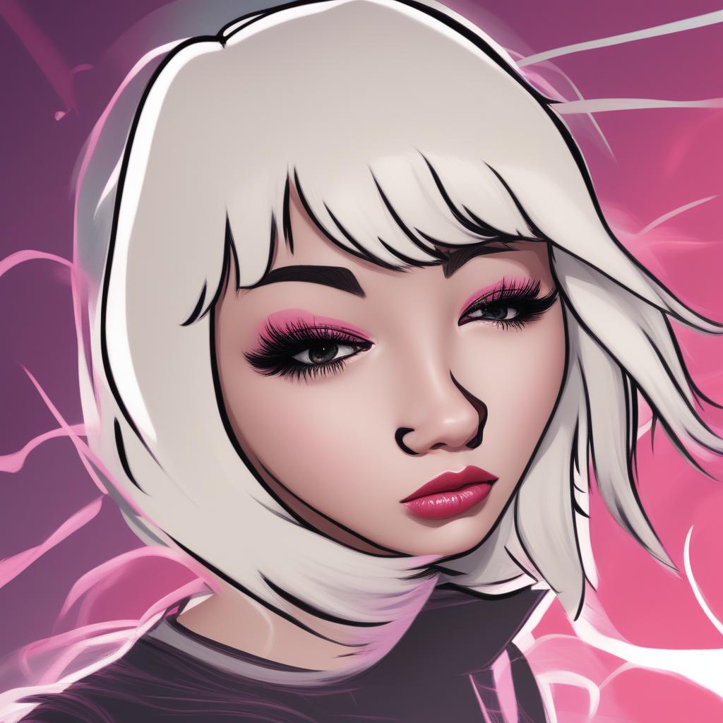 A high-quality digital art image featuring a Wojak character stylized to resemble Kylie Jenner, blending pop culture and meme culture