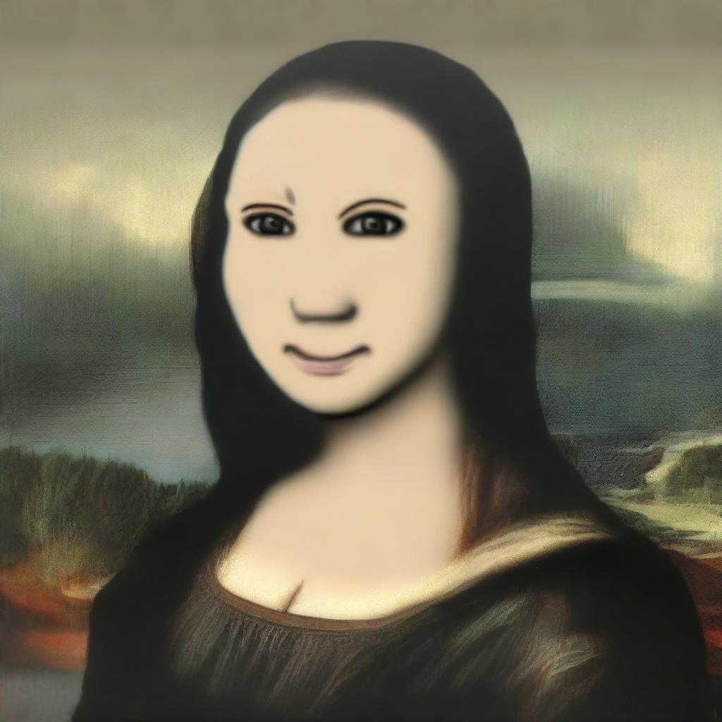 A high-quality digital art piece that portrays the iconic Mona Lisa as a Wojak meme