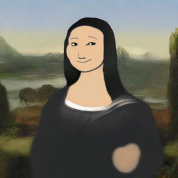 A high-quality digital art piece that portrays the iconic Mona Lisa as a Wojak meme