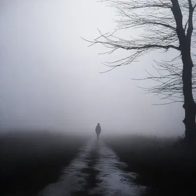 The protagonist ventured through the dense haze of mist, giving an air of mystery and suspense to the scene.