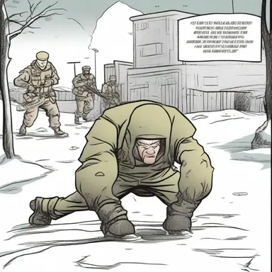 In the comic strip, the new soldier was hazed by being forced to do push-ups in freezing cold weather.