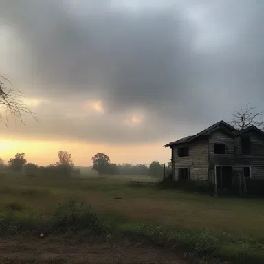 As the sun started to set, the once clear sky began to haze and a feeling of unease set in, creating a perfect atmosphere for a horror movie.