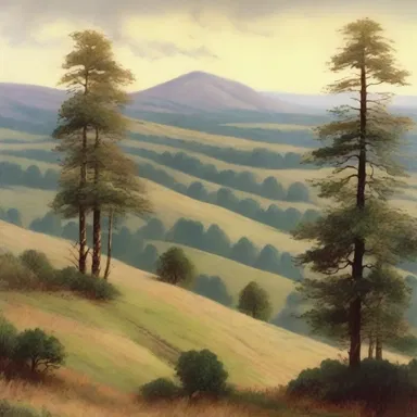 In the classic novel, the author beautifully describes the wooded hills, painting them with a poetic language as they haze into the distance.