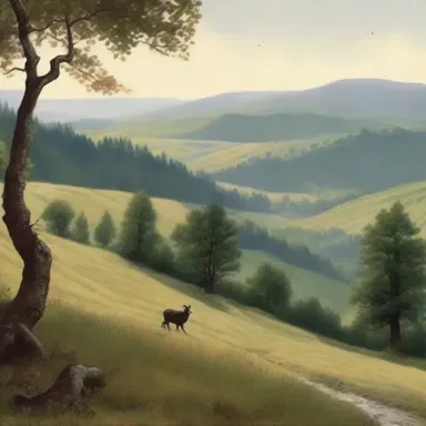 In the classic novel, the author beautifully describes the wooded hills, painting them with a poetic language as they haze into the distance.
