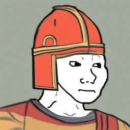 This digital art image showcases a Roman soldier interpreted as a Wojak character