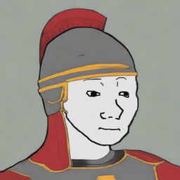 This digital art image showcases a Roman soldier interpreted as a Wojak character