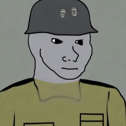 A digital art image that portrays a World War II Nazi soldier reimagined as a Wojak character