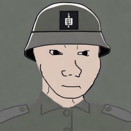 A digital art image that portrays a World War II Nazi soldier reimagined as a Wojak character