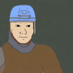 This digital art image features a Mongol soldier reimagined as a Wojak character