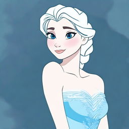 A high-quality digital art piece featuring Elsa from Disney's Frozen depicted in the style of a Wojak meme