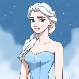 A high-quality digital art piece featuring Elsa from Disney's Frozen depicted in the style of a Wojak meme