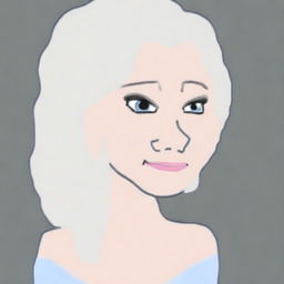 A high-quality digital art piece featuring Elsa from Frozen in the style of a Wojak meme