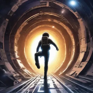 In the science fiction novel, the protagonist embarks on a dangerous passage through space to save the universe.