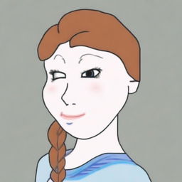 An excellent digital art piece that portrays Anna from Frozen in the style of a Wojak meme