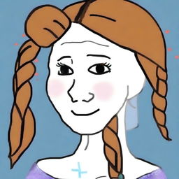 An excellent digital art piece that portrays Anna from Frozen in the style of a Wojak meme