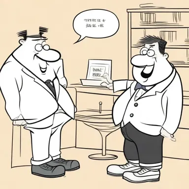 In the humorous cartoon, the characters engage in a hilarious conversation that is depicted in a passage of dialogue.