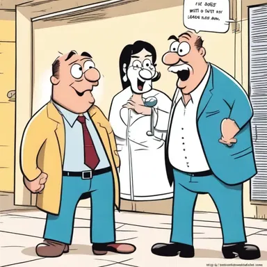 In the humorous cartoon, the characters engage in a hilarious conversation that is depicted in a passage of dialogue.