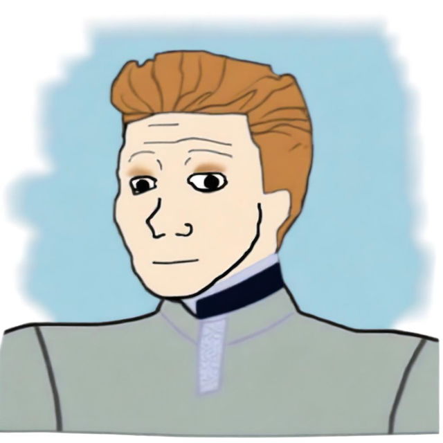 A top-quality digital art piece presenting Prince Hans from Frozen in the style of a Wojak meme