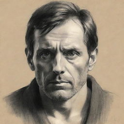 Sketch of a man with long, intense gaze exuding an enigmatic aura