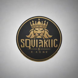 Create a powerful and imposing logo for a brand named 'Squadi King'. Incorporate elements of royalty and strength.