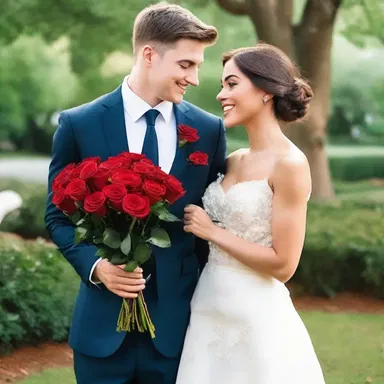 He presented her with a bouquet of decided roses, symbolizing his strong and recognizable love for her.
