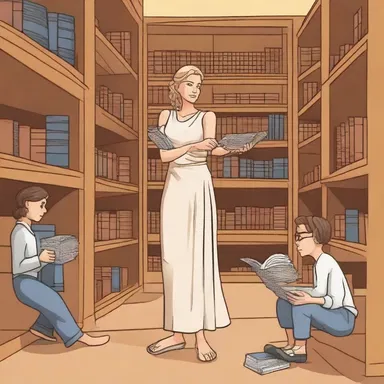 She spent hours at the library, checking out books on Greek mythology.
