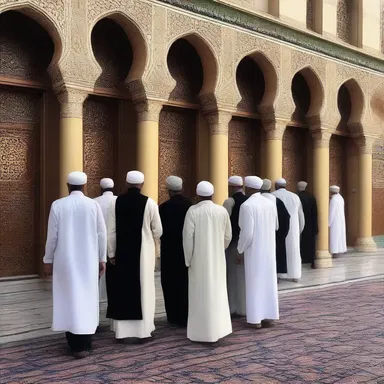 After attending the morning prayers at the mosque, the pilgrims checked out of the hotel.