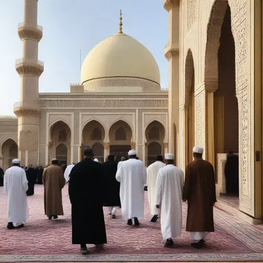 After attending the morning prayers at the mosque, the pilgrims checked out of the hotel.