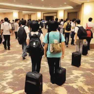 The anime convention was over, so all the attendees packed their bags and checked out of the hotel.