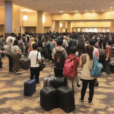 The anime convention was over, so all the attendees packed their bags and checked out of the hotel.