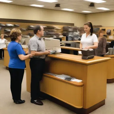 The cashier at the furniture store will check out your items and process your payment.