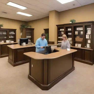 The cashier at the furniture store will check out your items and process your payment.