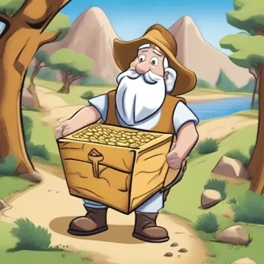In the cartoon, the quester goes on a journey to find a hidden treasure.