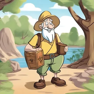 In the cartoon, the quester goes on a journey to find a hidden treasure.