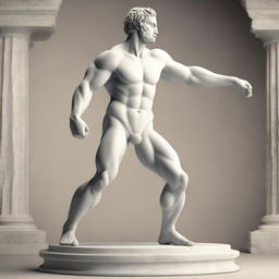 A high-quality, 3D-rendered image of an ancient Greek statue