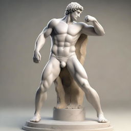 A high-quality, 3D-rendered image of an ancient Greek statue