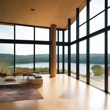 The architect designed a modern house with floor-to-ceiling windows that showcased the breathtaking view of the shin.