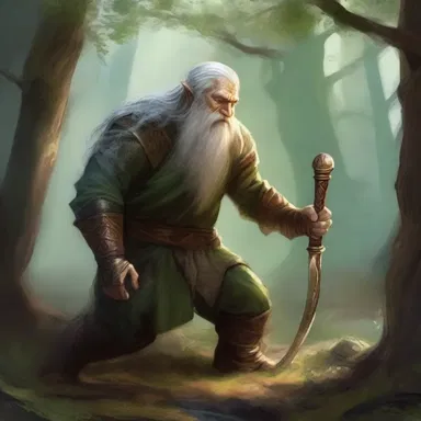 In the realm of elves and dwarves, a magical creature struck a mighty blow to his opponent's shin, causing him to collapse in pain.