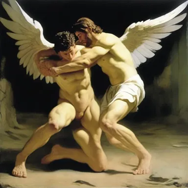In the biblical story of Jacob wrestling with the angel, the angel touched Jacob's shin and dislocated it, symbolizing his struggle and transformation.