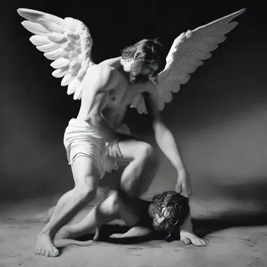 In the biblical story of Jacob wrestling with the angel, the angel touched Jacob's shin and dislocated it, symbolizing his struggle and transformation.