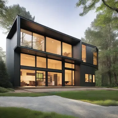 The modern house design incorporated sleek lines and an open floor plan, with a prominent shin-shaped window as its centerpiece.