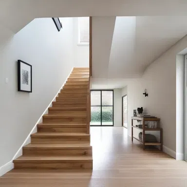 The modern staircase design allows people to shin up the steps effortlessly.