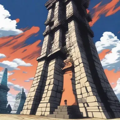 In the anime series, the main character had to shin up a tall tower to reach the final boss.