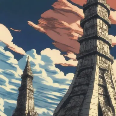 In the anime series, the main character had to shin up a tall tower to reach the final boss.