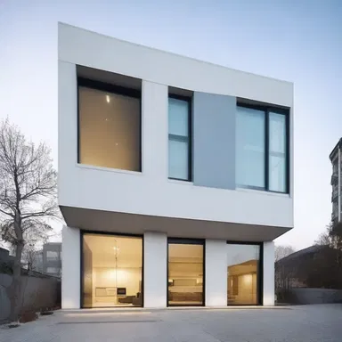 The phenotypical characteristics of the building include the clean lines, minimalist design, and large windows.