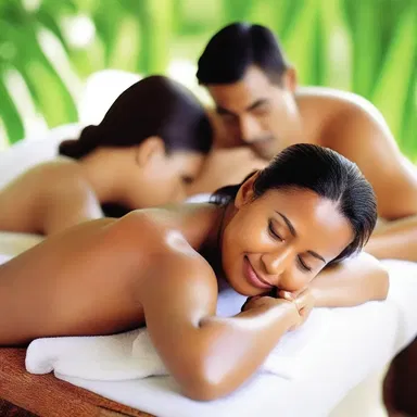 During their romantic getaway, the couple enjoyed a couple's massage that included soothing petrissage techniques on their skin.