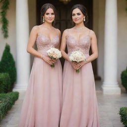 Elegant Bridesmaid Dress in Old Rose & Gold Jewelry Elegant Bridesmaid Dress in Old Rose & Gold Jewelry