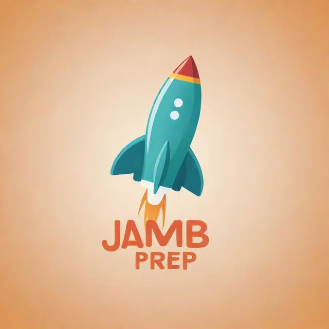 Design a logo containing the words 'JAMB PREP WITH ELLIOT', including a book and a rocket, in a stylish and engaging manner.