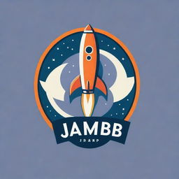 Design a logo featuring the phrase 'JAMB PREP WITH ELLIOT', accompanied by a book and a rocket, stylized in a striking and attractive design.